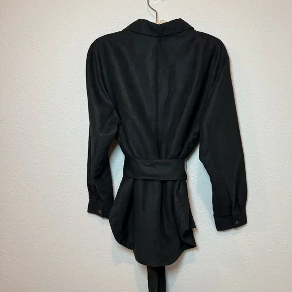 Banana Republic Classic Black Button-Down Shirt Veagan Suede with belt - Picture 3 of 7